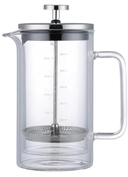 SUBLXPoten Caffettiera Cold Brew Caffettiera a doppio strato, filtro for caffè in polvere, in vetro borosilicato ad alta resistenza, teiera resistente al calore(600ml)