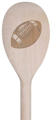 Azeeda 30cm 'Banded Rugby Ball' Wooden Cooking Spoon (SO00025459)