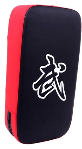 FOMIYES Bouclier de Frappe pour Arts Martiaux Jambière de Kickboxing en PU Épais Coussin de Frappe Renforcé Noir à Bord Rouge Protection de Boxe pour Entraînement Pieds et Mains