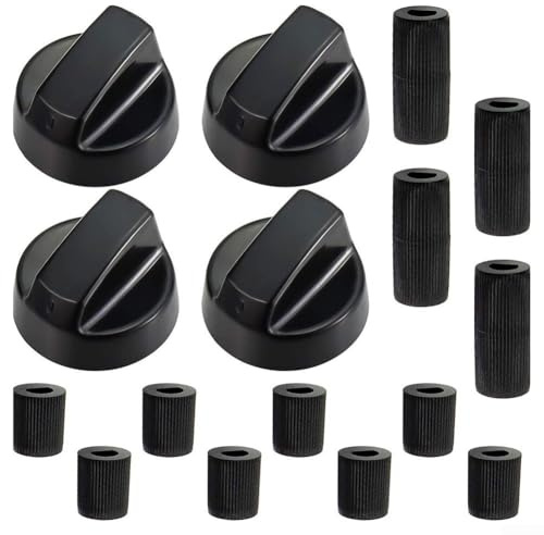 4 Pcs Switch Knobs Replacement Set for Gas For Ovens and Stoves with For 6mm & 8mm Inner Diameter, Control Knobs for Cooking Temperature Adjustment (Black)