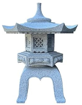 Geosism & Nature Handgeschnitzte chinesische Steinlaterne (rosa Granit), ROKKAKU YUKIMI, 70cm hoch - GL043D60