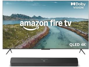 Amazon Ember QLED-Serie mit Fire TV, 55-Zoll Smart TV in 4K Ultra HD, HDR10+, Dolby Vision, Quad-Core-Prozessor + Fire TV-Soundbar Plus | 3.1-Kanal-Sound, All-in-one-Design, Dolby Atmos, DTS:X