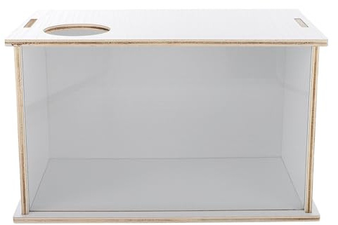 Happyyami Multifunktionale Hamsterbadewanne aus Acryl und Holz Transparentes Sandbad für Kleine Haustiere Komfortables Baden zu Hause oder Zoofachgeschäft