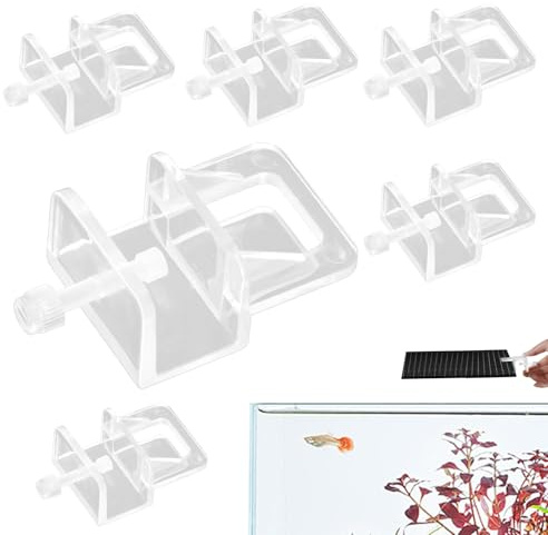 Akvarielocksklämmor – akryl 4,69 x 3,1 x 6 cm 6 st | fisktank glasskyddsklämma | klar akvarieskyddshållare klämma för att säkra tanklock i hemmakontoret fisk underhållsanvändning