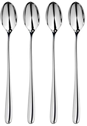 Robert Welch Arden Bright Long Handled Spoon, Long Handled Spoon, Set of 4. Suitable for Latte, jam and ice Cream. Made from Stainless Steel.