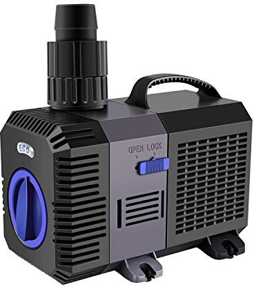 YAOBLUESEA Super ECO Pompe de Bassin, Pompe à Filtre, Pompe à eau Bassin Koï, Basse Consommation, Avec Axe en Céramique de Bassin Jusqu'à 7000L/H