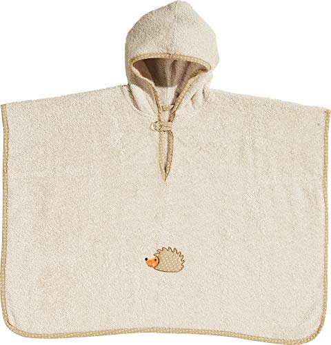 Erwin Müller Walk-Frottier Kinder-Poncho mit Igel-Motiv Natur Größe 55x75 cm - kuschelig weich, besonders schnell trocknend und saugstark