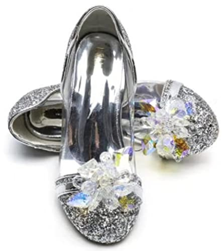 ELSA & ANNA Scarpe da principessa per ragazze - Scarpe con tacco 3cm - Scarpe per costumi Elsa glitterate per feste e compleanni - Tacchi alti per bambini (SIL15)