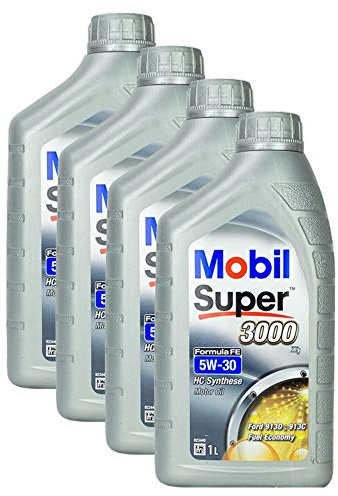 4x Motoröl Mobil Super 3000 X1 Formula Fe 5w-30 1l Hochwertiges Hochleistungs Motoren Öl Verschleißschutz Kraftstoff Sparend Benzin Und Diesel Motor High Performance Oil