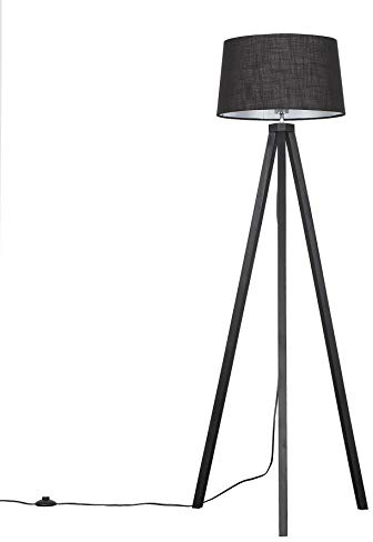 MiniSun | Modern Black Wood Tripod Floor Lamp with a Black Tapered Shade | Floor Lamps & Torchieres, Home Décor & Improvement Essential