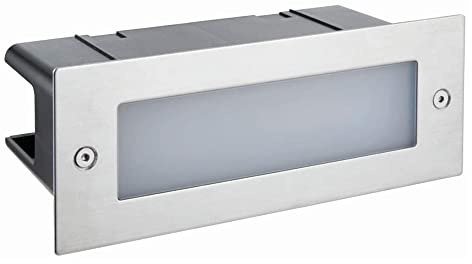 National Lighting Brick Lights Outdoor - Marine Grade Stainless Steel Finish - LED Plain Brick Light Recessed - Outdoor Garden Pathway - IP44 Rated - Integrated Lamp Cool White 4000K 200 Lumens