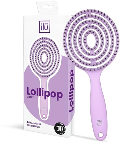 Tb Tools For Beauty - Brosse Démêlante Lila Vegan Haute Qualité Design Ergonomique Anti-frisottis Massage Cuir Chevelu Facile à Utiliser Pour Cheveux Mouillés et Secs Couleurs Vives
