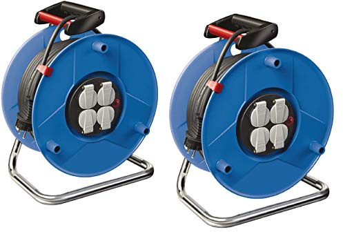 Brennenstuhl Garant Kabeltrommel (25m - Spezialkunststoff, Einsatz im Innenbereich, Made In Germany) blau 2er Pack