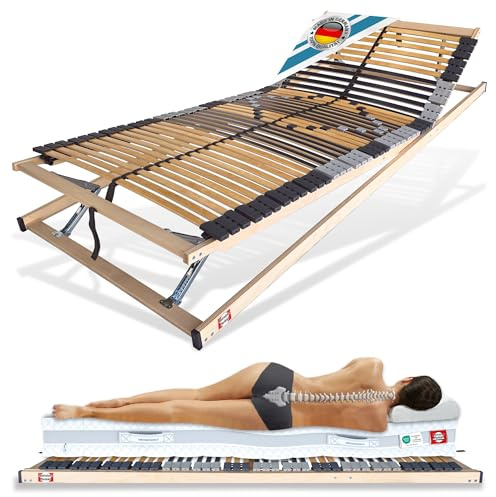 Matratzen Perfekt 7-Zonen Lattenrost 80x200cm Verstellbar 8,5 cm Hoch | Kopf- und Fußteil höhenverstellbar fertig montiert 42 Leisten Schichtholz Made in Germany belastbar 200 kg