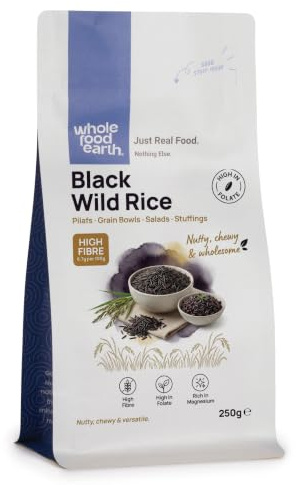 Wholefood Earth Riz sauvage noir USA 250 g | Sans OGM | Naturel | Source de fibres