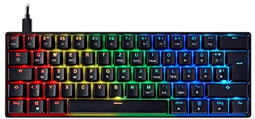 Mizar MZ60 LUNA Mechanical Gaming Keyboard | 60% Keyboard 62 Key ISO UK Layout | RGB LED Backlit | Anti Ghosting NKRO | Progammable Macro Keys | Hotswap Gateron Blue Switches | Black