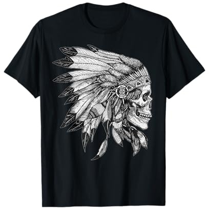 Amerikanischer Motorrad Schädel Indianer Adler Häuptling Vintage T-Shirt