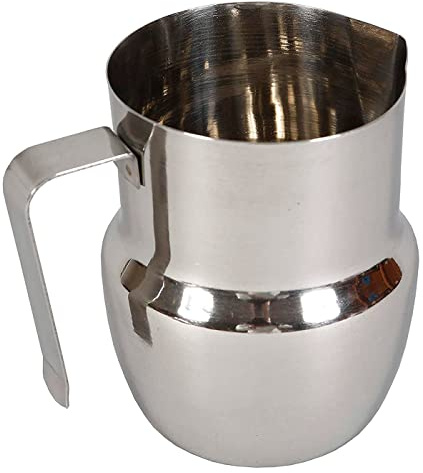 Tradineur - Jarra de Leche de Acero Inoxidable 600 ml, Jarra para Espuma de café 11 x 9 x 11,5 cm, asa y Pico vertedor, cafeterías, Bares, hogar