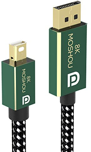 MOSHOU Mini DisplayPort a DisplayPort 2.0 - Cable de transferencia bidireccional DP a Mini DP / Mini DP / Mini DP a DP 8K HDR (2 m)
