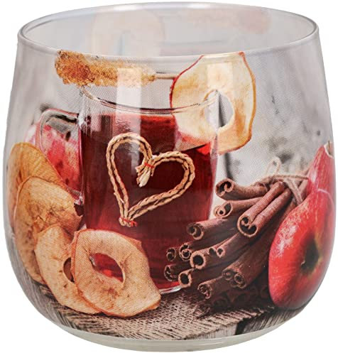 KOTARBAU® Vela perfumada en frasco de cristal, Aroma a manzana con canela, Velas decorativas, Vela en vaso de cristal perfumada, Vela aromática, Duración 28h, Vela en frasco decorativo, Idea de regalo