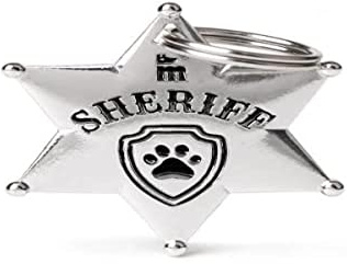My Family Personalisierbare Hundemarke Made in Italy, Sheriff-Stern, gravierte Hundemarke, weiße Bronze, emailliert, Bronx-Kollektion