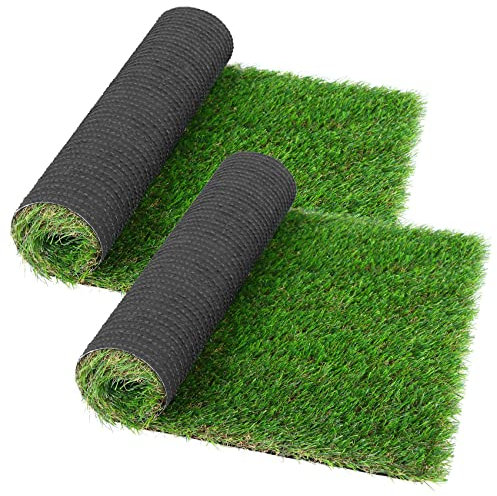 GLOBREEN 2 Pack Green Artificial Grass Door Mat, Thick Outdoor Fake Turf Grass Pads for Dogs Potty, 16 X 29