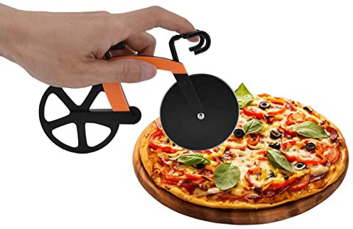 Bicicletta Tagliapizza Cerchio in acciaio inossidabile con supporto Antiaderente Doppio taglio per affettatrice per pizza Inaugurazione della casa Gadget da cucina fresco(arancia)