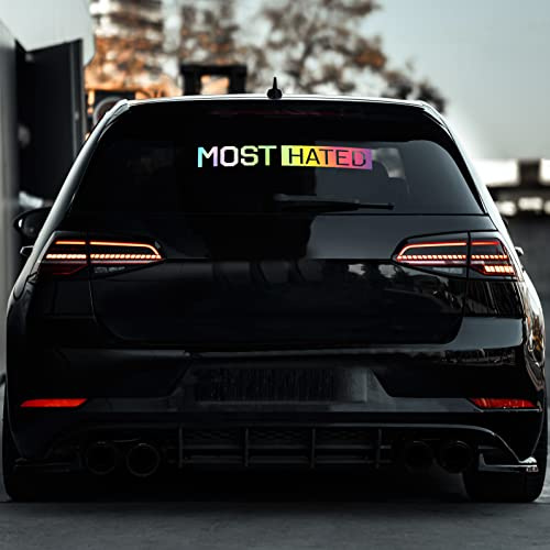 Auto Heckscheibenaufkleber Autoaufkleber Most Hated Tuningsticker (Most Hated 55cm Breite, Oilslick Silber)