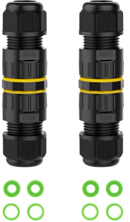 4 Pin IP68 Outdoor Waterproof Electrical Wire Connector for 5-12mm Wire Diameter, (Max 24A, 450V), 2 Way 2 Packs