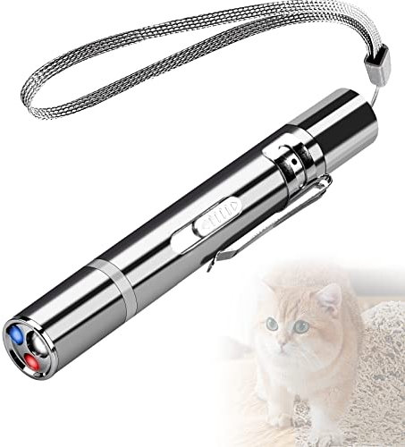 GiReich LED Pointer für Katzen und Hunde - Interaktives Katzenspielzeug Stift, USB Wiederaufladbar 3 in 1 Light Trainingsgerät für Haustiere