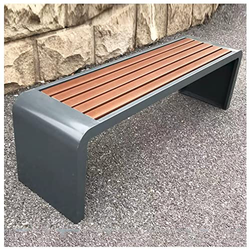 REOTEL Gartenbank Metall, Gartenbank Metall Wetterfest, Gartenbank Ohne Lehne, Parkbank, Eisenbank Ruhebank für 2-8 Sitzer, Laubenbank für Garten, Balkon und Terrasse,Grau,120x40x45cm