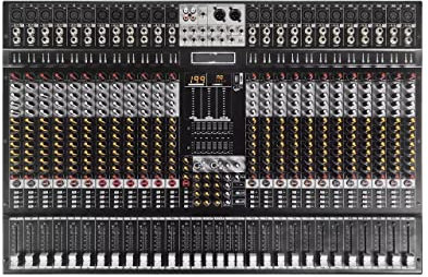 AGAATI Mezclador de Audio Mezclador USB Profesional de 24 Canales con Etapa de grabación AUX Mezclador de Consola de DJ Tablero de Mezcla de DJ