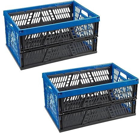 Novaliv Klappbox 45l Blau 2er Set - Faltbare Korbbox mit praktischen Tragegriffen - Vielseitige Aufbewahrungsbox