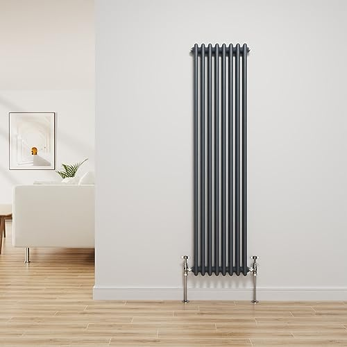 NRG Radiador tradicional antracita hierro fundido 2 columnas calefacción central vertical radiadores de baño 1500x380mm