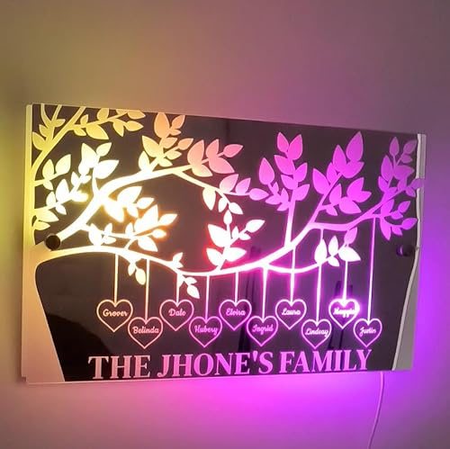 Personalisierte Name Schlafzimmer Spiegel LED Licht Neon Zeichen mit LED Lichtern Geburtstag Hochzeit Party Benutzerdefinierte Name Zeichen Wand Dekor, personalisierte Geschenke für Frauen Freundin
