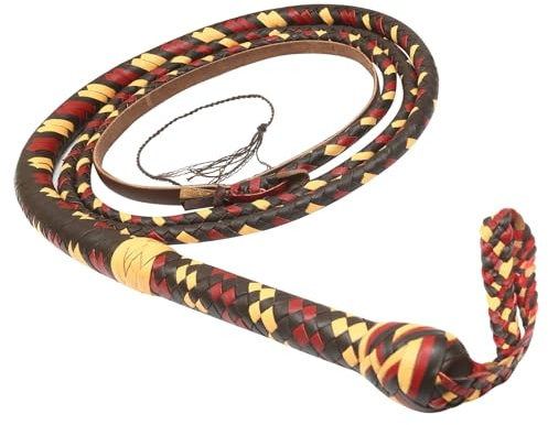 Generisch Fouet en cuir de taureau véritable multicolore de 3 à 8 pieds, fait à la main avec 12 brins (8FT ~ 244cm)