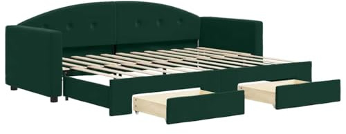 vidaXL Tagesbett, Sofabett Ausziehbar mit Schubladen, Gästebett Schlafsofa für Schlafzimmer Wohnzimmer, Sofa Ausziehbett, Dunkelgrün 80x200cm Samt