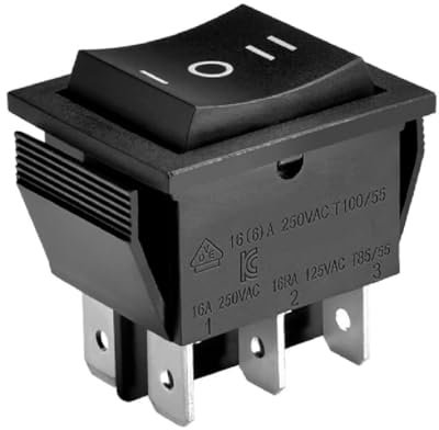 Lot de 2 interrupteurs bipolaires à bascule 3 positions I 0 II 16 A 250 V Noir