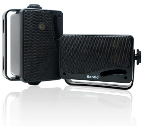 Herdio 3,5 Pollice Bluetooth Altoparlanti da esterno 200Watt Diffusori da Esterno Casse per Esterno Per Esterno,All-Weather Durability, per Patio Marine Boat Garage Indoor (Coppia，Nero)