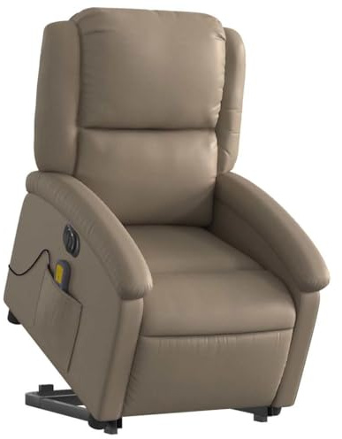 vidaXL Massagesessel mit Aufstehhilfe Elektrisch Cappuccino Kunstleder