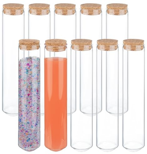 BENECREAT 10 Tubo de Ensayo de Vidrio de 80 ml con Corcho, Tubo de Ensayo de Fondo Redondo de 160x30 mm para Almacenar Líquidos, Decoración de Flores Secas, Suministros de Laboratorio