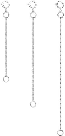 Extensiones de collar de 3 piezas, de plata de ley 925, para pulseras y tobilleras, accesorios de joyería, Plateado
