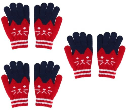 GALPADA 3st Gestrickte Handschuhe Kinderhandschuhe Warme Winterhandschuhe Warme Handschuhe Wollhandschuhe Handschuhe Für Kinder Strickhandschuhe Damen Handschuhwolle Mädchen Rot