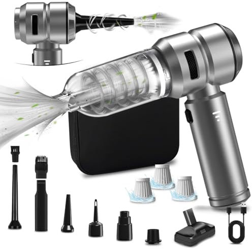 Kevsuvqin 4-IN-1 Aspirapolvere Auto Potente, 30000PA Aspirabriciole Senza Fili Potente con Motore Brushless, 3 Livelli Regolabili, Mini Aspirapolvere Senza Fili Piccolo per Auto, Ufficio e Casa