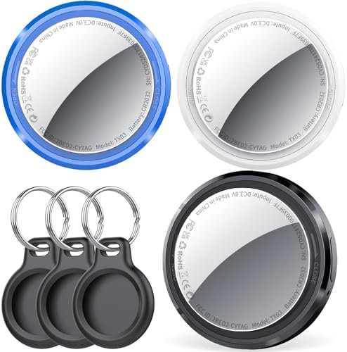 QCOQ Air Tracker Tag 3er Pack, Smart KeyFinder Tag Kompatibel mit Apple Wo ist? APP (iOS NUR, Android Not Supported), Schlüsselfinder für Gepäck/Brieftasche/Taschen/Koffer, Austauschbarer Akku