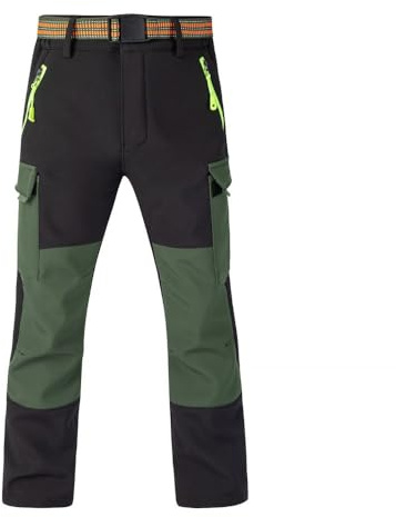 Hpbygstae Pantaloni termici impermeabili per ragazzi e ragazze, pantaloni da neve invernali, pantaloni cargo imbottiti, pantaloni da sci softshell, per bambini, #65-verde, 150-164