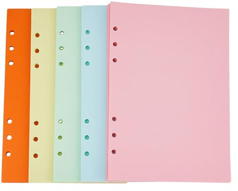 SUPERDANT 200 recharge de Papier A5 pour Classeur Planificateur Feuilles Mobiles Recharges pour Carnet de Notes à 6 trous Inserts pour Classeur à 6 anneaux Planificateur Papier Vierge Coloré