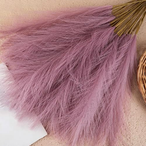 Blausky 20 Stück Länge 56.5 cm Pampasgras,Künstlicher Pampasgras Natürliche & Flauschige,Trockenblumen Deko,Boho Trockenblumenstrauß für Herbstdeko Hochzeitdeko Wohnzimmer Schlafzimmer Deko,Pink-Lila