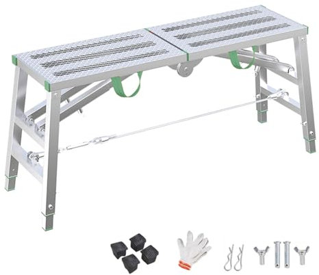 Ponteggi fai da te, Set di piattaforme di lavoro in rete antiscivolo, impalcature portatili regolabili di larghezza 30 cm 40 cm, impalcature in acciaio zincato for casa/cantiere(L140cmxW30cm(55 1/8x1