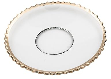Glas-Kerzenmanschette (Tropfenfänger) Gezackt Goldrand für Kerzen bis Ø 25 mm (Spitzkerzen, Tafelkerzen)